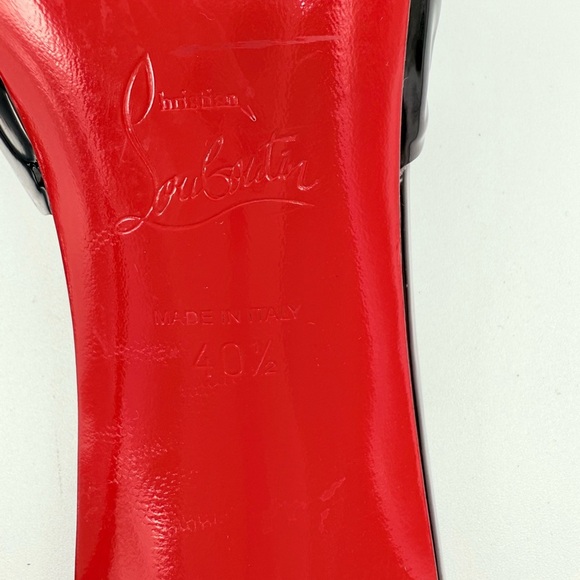 Christian Louboutin Black Patent Leather Petunia Apostropha cutout Mules 40.5 - Picture 10 of 10
